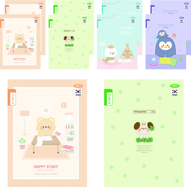 펜피아 800 초등노트 14 줄무제, 랜덤 발송, 10개