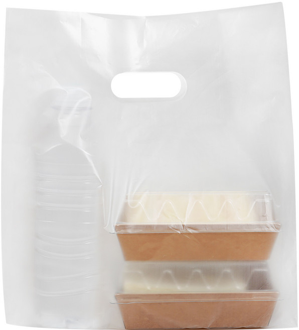 코멧 다용도 무지 HDPE 비닐 쇼핑백 중형, 반투명, 100개