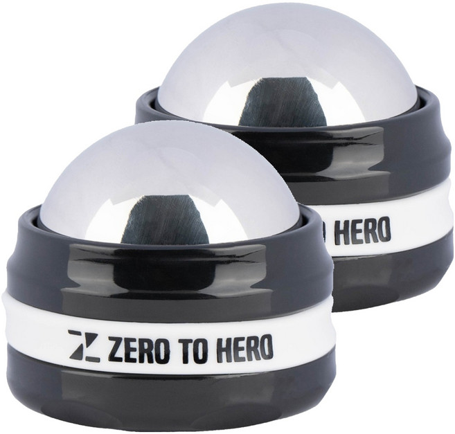 제로투히어로 스테인리스 마사지 롤러, 2개, BLACK