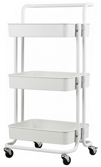 IKA 宜卡家居 3層美容金屬籃 推車, 白色