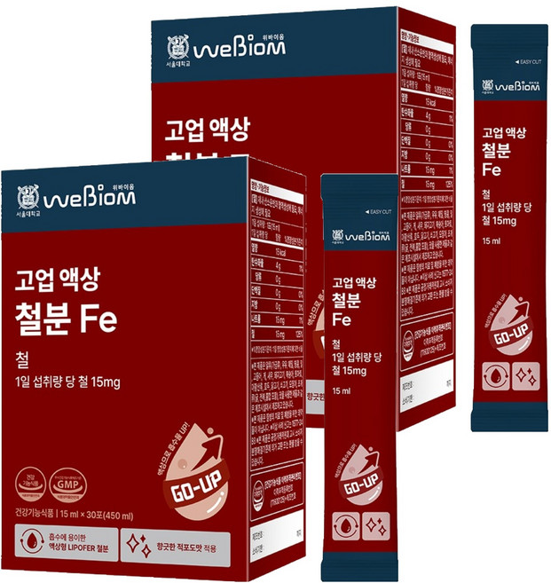 위바이옴 정품 고업 액상 철분 30p, 450ml, 2개