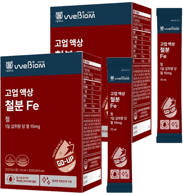 위바이옴 정품 고업 액상 철분 30p, 450ml, 2개 - 쿠팡