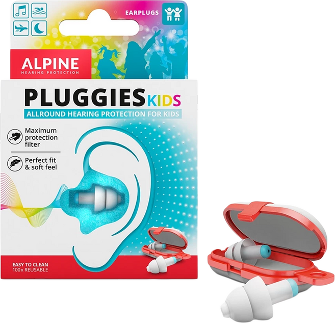 ALPINE Pluggies kids 兒童防噪音飛行游泳專注耳塞, 1組