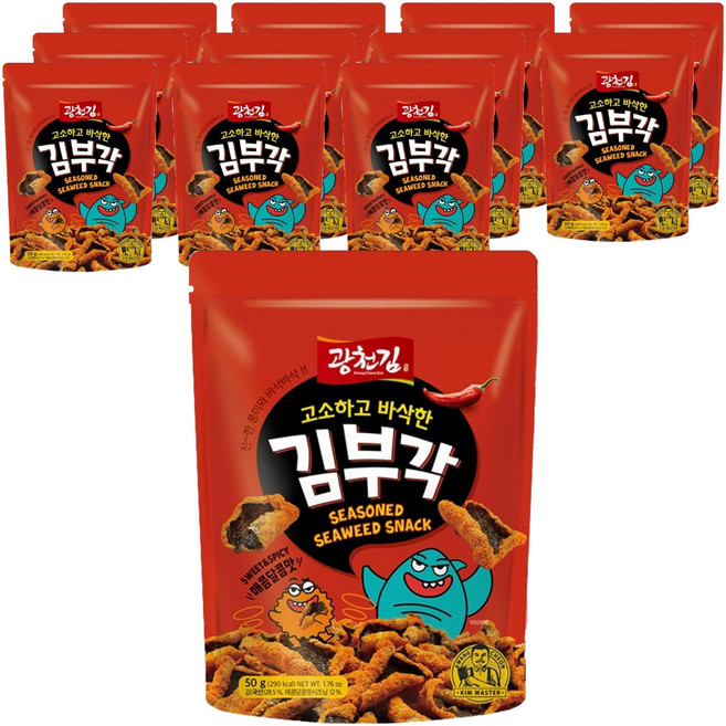 광천김 고소하고 바삭한 김부각 매콤달콤맛, 50g, 12개