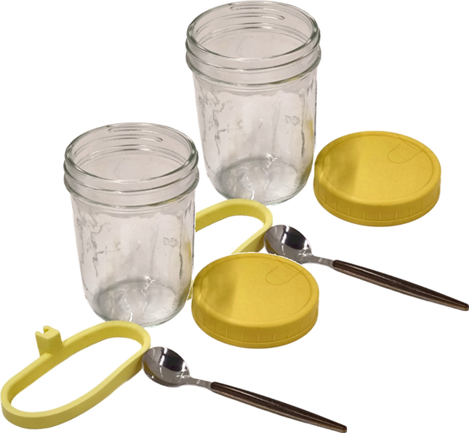 BOACUP 玻璃早餐燕麥杯 附湯匙, 容器 + 蓋子 + 湯匙, 2組