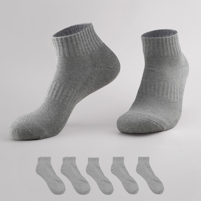 삭피엔스 데오프리 맥스 쿠션 스포츠 단목 밴드 양말 5켤레 세트, 그레이, 1세트