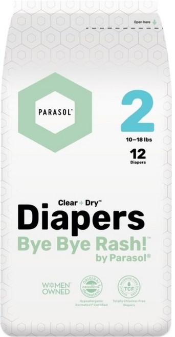 PARASOL Clear + DryTM 新科技水凝尿布 工藝升級版 10~18lb, S, 12片