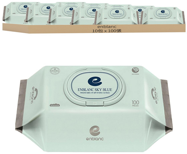 enblanc 幼兒濕紙巾 藍鳶尾花萃取, 100張, 10包
