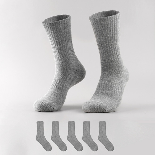 삭피엔스 데오프레시 쿠션 스포츠 장목 밴드 양말 5켤레, 그레이, 1세트