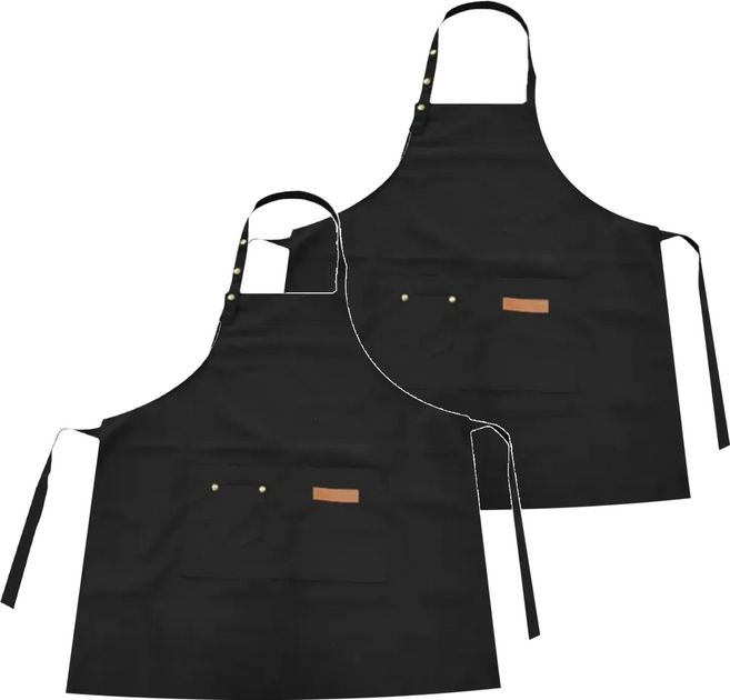 防潑水口袋圍裙, 黑色, 2件