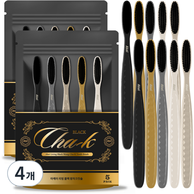 아케이 리빙 블랙 왕차크칫솔, 5개입, 4개