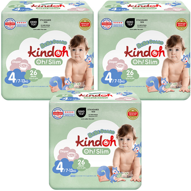 킨도 프리미엄 오슬림 베베가드 밴드형 기저귀 대형 유아용, 4단계, 78매