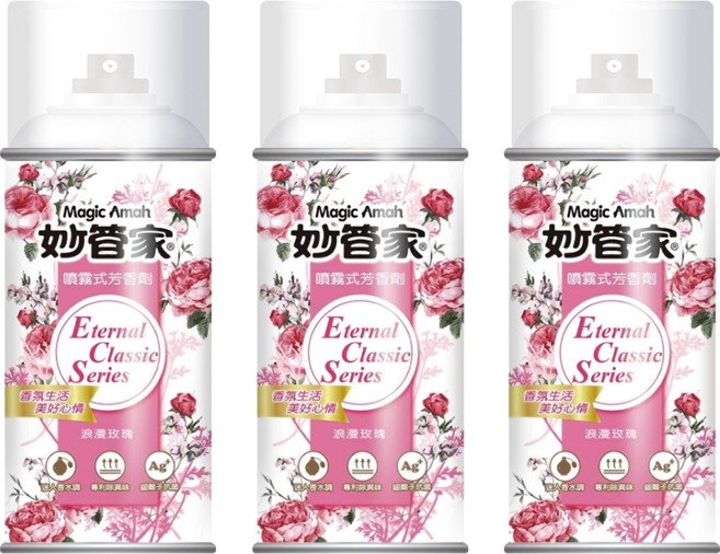 Magic Amah 妙管家 噴霧式芳香劑, 300ml, 3瓶, 浪漫玫瑰