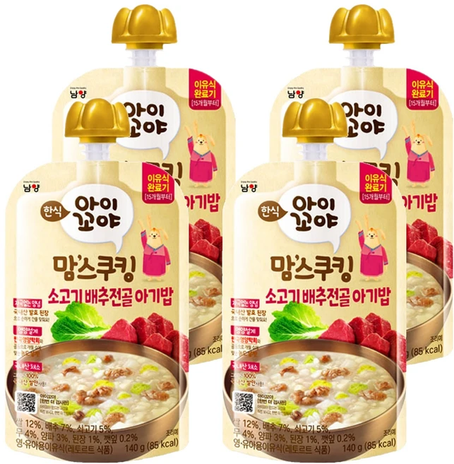 맘스쿠킹 이유식, 140g, 4개, 소고기배추전골아기밥 - 쿠팡