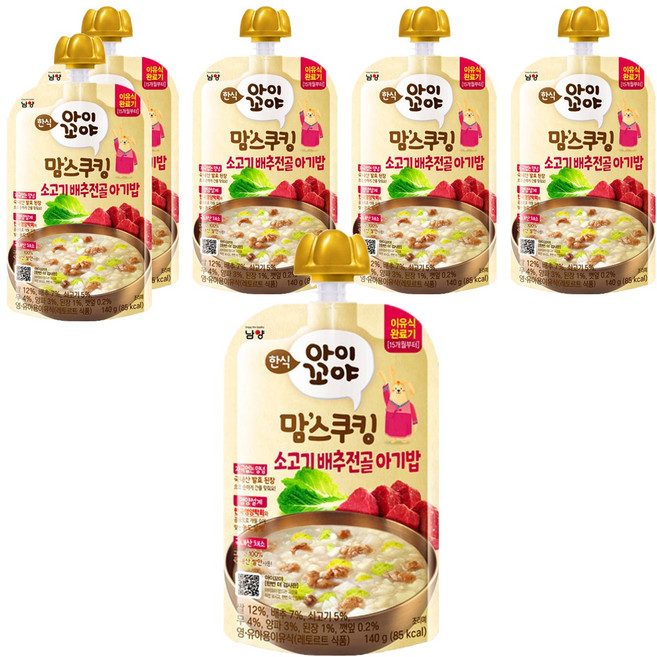 아이꼬야 유아용 맘스쿠킹 이유식 15개월부터, 소고기배추전골아기밥, 140g, 6개