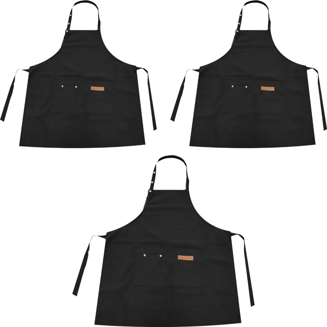 防潑水口袋圍裙, 黑色, 3件