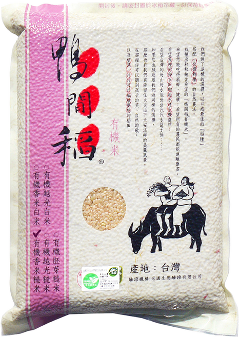 鴨間稻 有機香米白米, 1包, 3kg, CNS三等