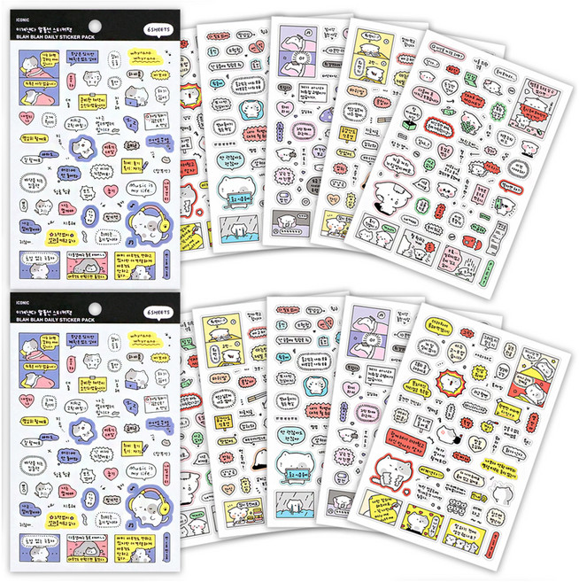 아이코닉 이겨낸다 말풍선 스티커팩 6종 x 2p 세트, 혼합색상, 1세트
