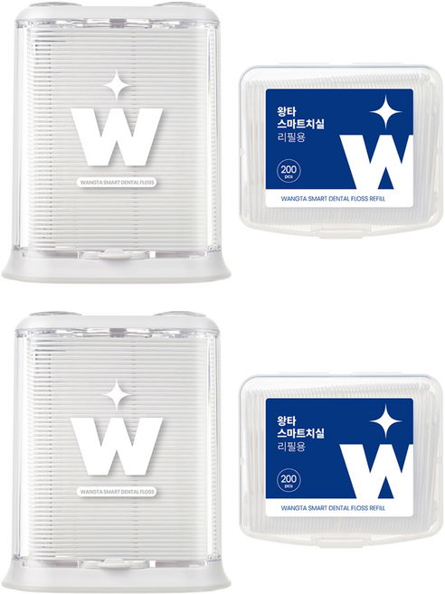 왕타 스마트 치실 원터치 디스펜서형 + 리필용 세트, 11cm, 300개입, 2세트