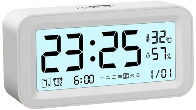 BeOK 中文版 起床神器！智能夜光桌面時鐘, 白色