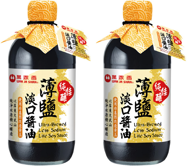 萬家香 純佳釀薄鹽淡口醬油, 450ml, 2瓶