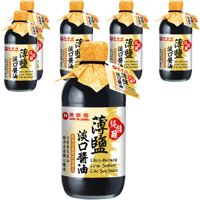 萬家香 純佳釀薄鹽淡口醬油, 450ml, 6瓶