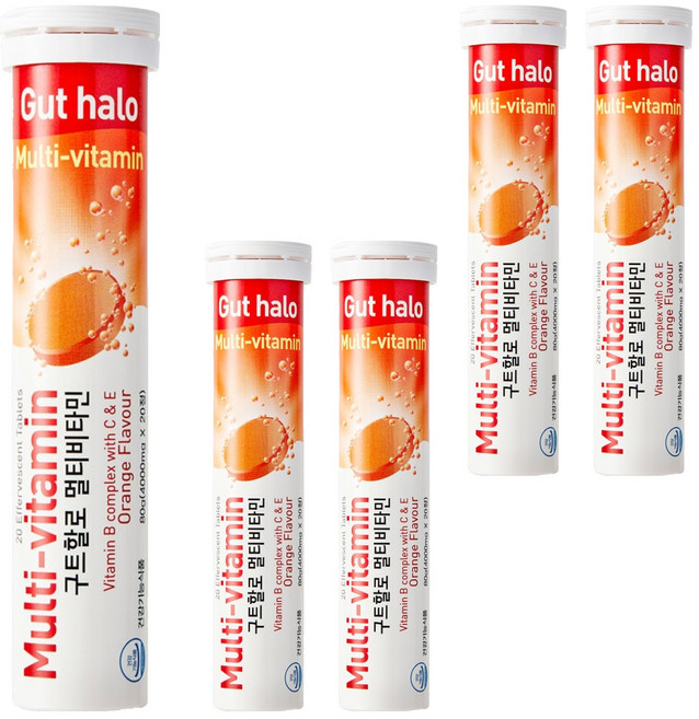 구트할로 멀티 오렌지맛 발포비타민, 20정, 5개