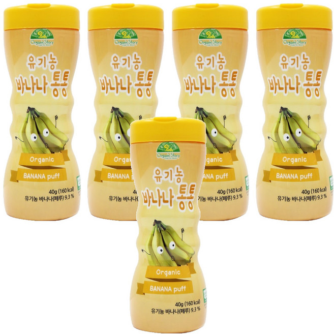 오가닉스토리 유아용 유기농 바나나통통, 바나나맛, 40g, 5개