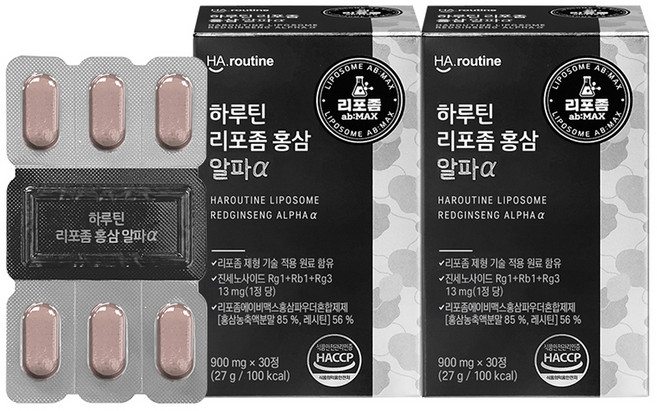 하루틴 리포좀 홍삼 캡슐 알파 27g, 2개, 30정