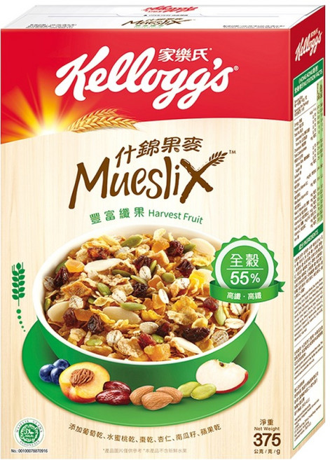 Kellogg's 家樂氏 Mueslix 什錦果麥 豐富纖果, 375g, 1盒