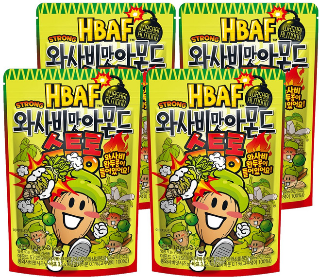 HBAF 杏仁果 濃芥末口味, 4包, 120g