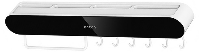 ecoco 意可可 無痕壁掛多收納筷刀架 豪華長款 500 x 63.5 x 60mm, 黑色, 1個