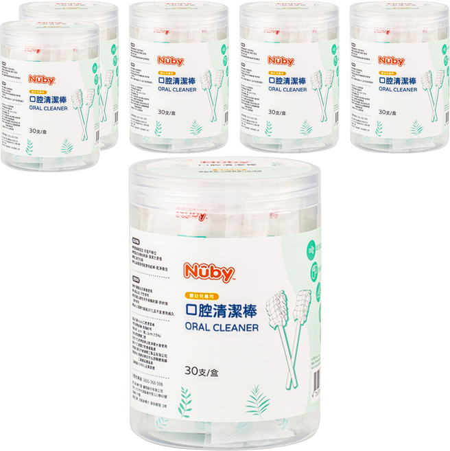 Nuby 口腔清潔棒 7.8 x 1.3cm, 白色, 30支, 6罐