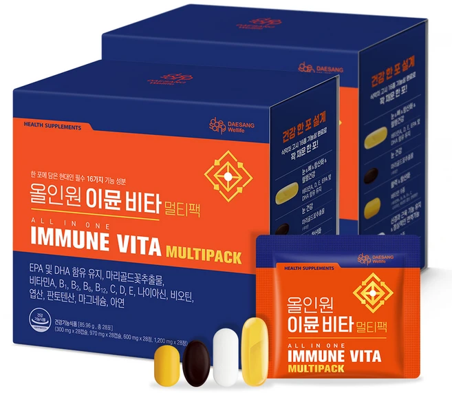 대상웰라이프 정품 올인원 이뮨 비타 멀티팩, 28회분, 2개 - 쿠팡