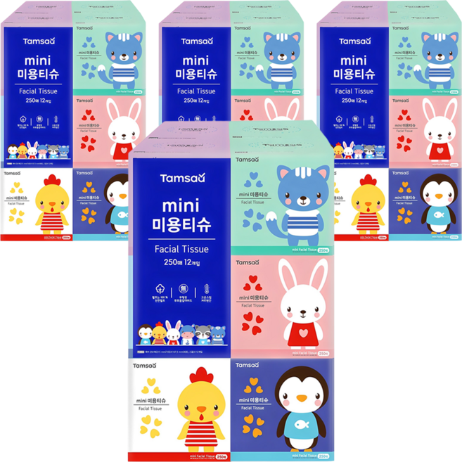 탐사 미니 미용티슈 250매, 250매입, 48개