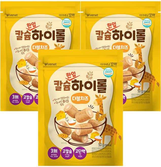 아이배냇꼬마 칼슘하이롤 더블치즈, 치즈맛, 50g, 3개