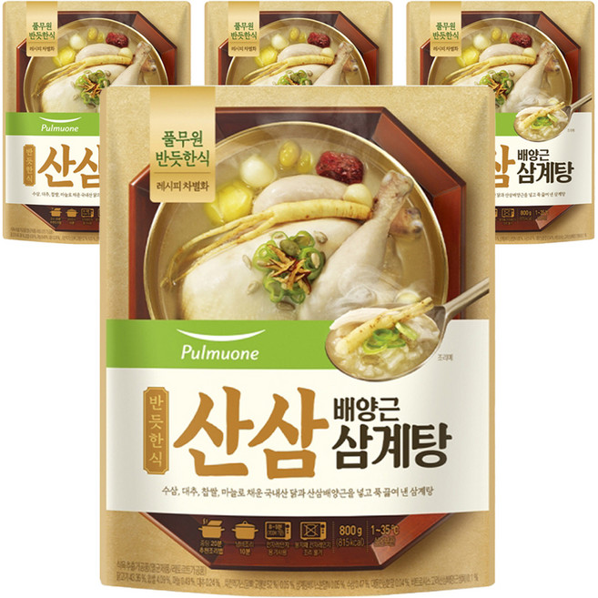 풀무원 반듯한식 산삼배양근 삼계탕 실온, 800g, 4개