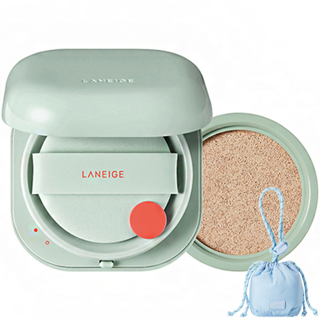 라네즈 네오 쿠션 매트 파운데이션 본품 15g + 리필 15g + 블루에어팟 스트링파우치, 17C1 쿨 바닐라(쿠션, 리필), 단일색상(파우치), 1개