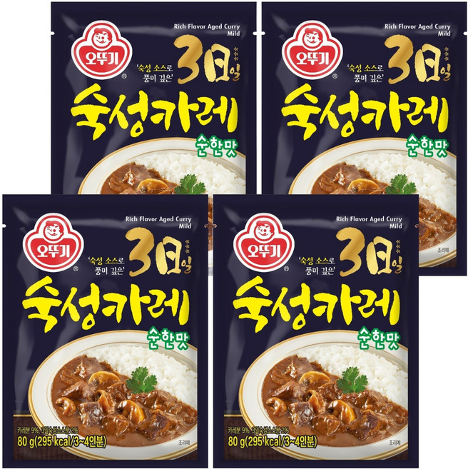 오뚜기 3일 숙성카레 순한맛, 80g, 4개