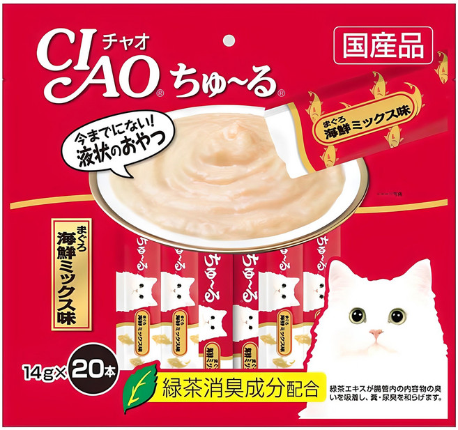 챠오츄르 고양이 짜먹는 간식, 혼합맛(참치/해산물), 14g, 20개