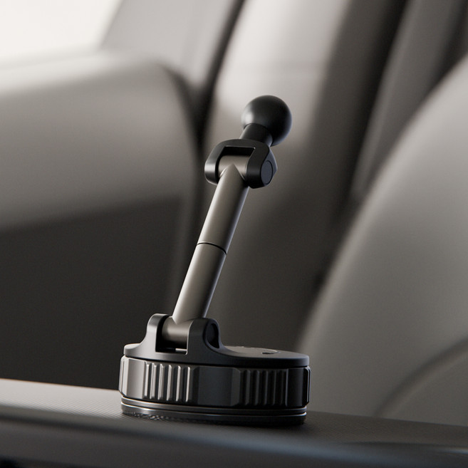 신지모루 360도 다이얼 에어락 접이식 진공 흡착 휴대폰 거치대, 블랙, 1개