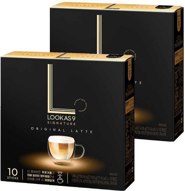 루카스나인 시그니처 오리지널 라떼 커피믹스, 14.9g, 10개입, 2개