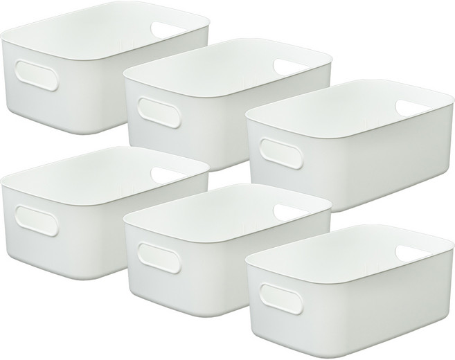 코멧 국내생산 심플한 다용도 바스켓, 화이트, 6개