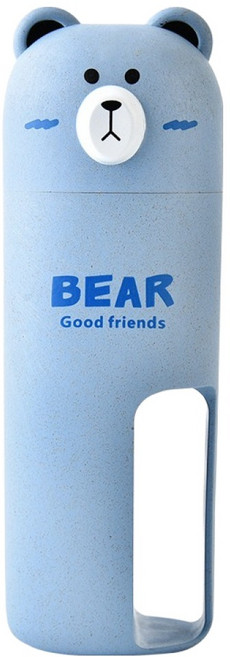 더자카 파스텔 곰돌이 칫솔 케이스, 블루, 1개