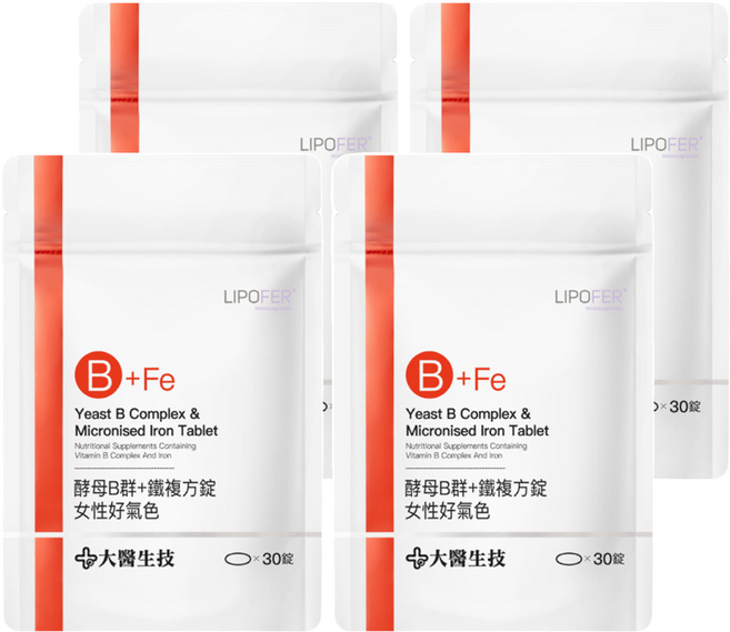 大醫生技 酵母B群 + 鐵複方錠 女性好氣色, 30顆, 4包