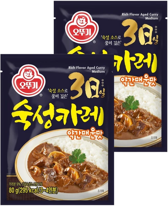 오뚜기 3일 숙성카레 약간매운맛, 80g, 2개 - 쿠팡
