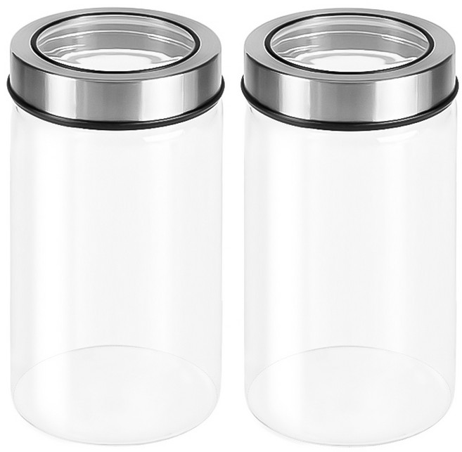 헬로키친 투명커버 원형 내열 유리병, 750ml, 2개