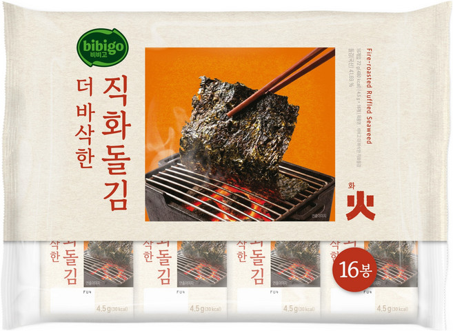 비비고 더 바삭한 직화 돌김, 4.5g, 16개
