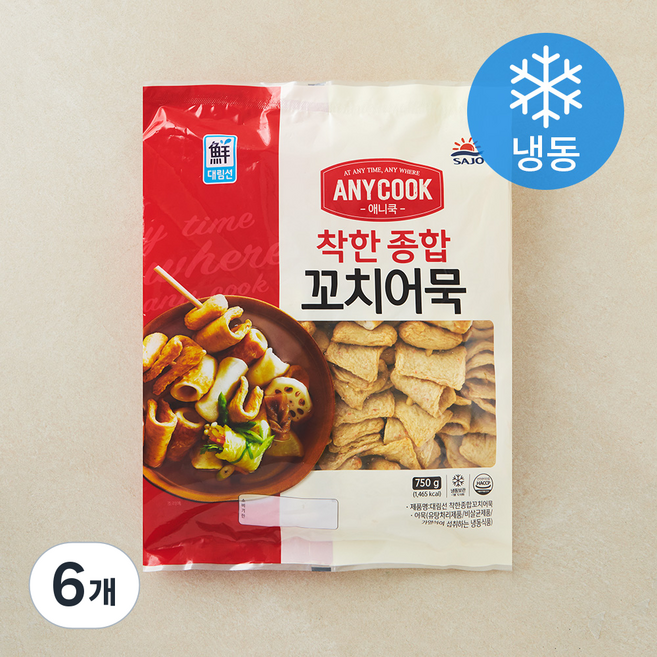 대림선 애니쿡 착한 종합 꼬치어묵 (냉동), 750g, 6개