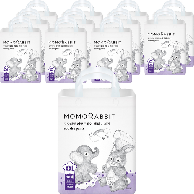 모모래빗 에코드라이 팬티기저귀, 점보형(2XL), 216매